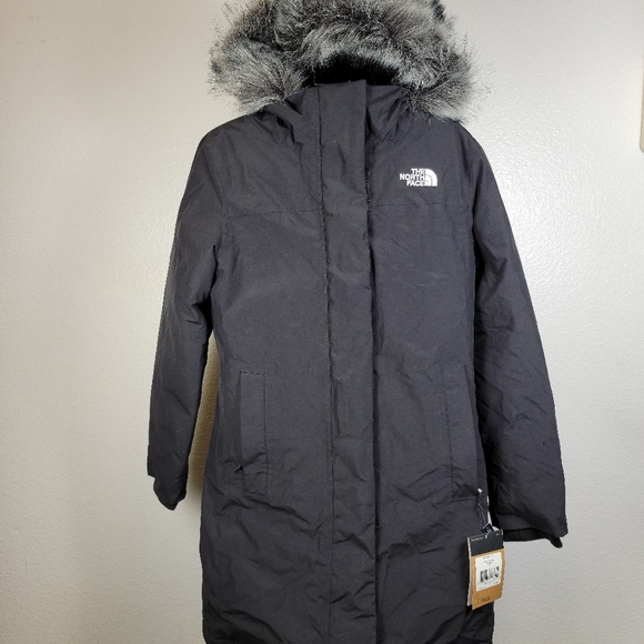 The North Face Tnf Black Arctic Parka Jacket with Faux Fur Trim Size S - Picture 2 of 9